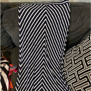 Navy and white Aline skirt with split